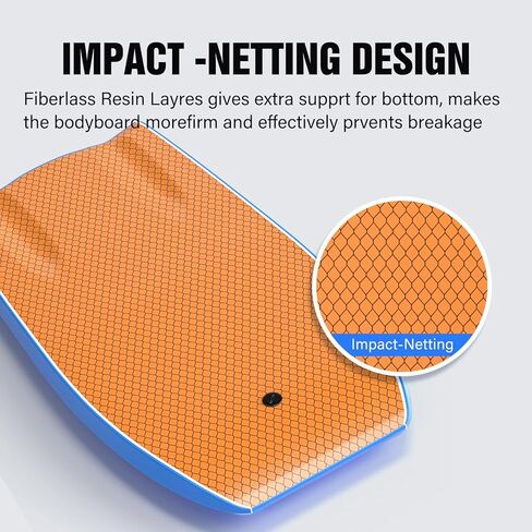 Bodyboard 42.5-inch Body Board with PE Core,IXPE Surface,HDPE Slick Bottom,Coming with Premium Coiled Wrist Leash Bodyboard Bag Perfect Surfing for Adults Surfer (Blue/Gray) in Kuwait