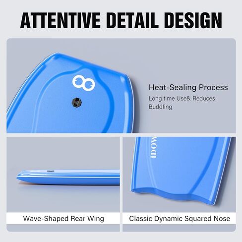 Bodyboard 42.5-inch Body Board with PE Core,IXPE Surface,HDPE Slick Bottom,Coming with Premium Coiled Wrist Leash Bodyboard Bag Perfect Surfing for Adults Surfer (Blue/Gray) in Kuwait