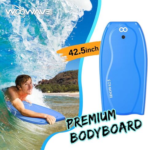 Bodyboard 42.5-inch Body Board with PE Core,IXPE Surface,HDPE Slick Bottom,Coming with Premium Coiled Wrist Leash Bodyboard Bag Perfect Surfing for Adults Surfer (Blue/Gray) in Kuwait