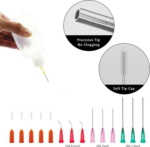 30ml Precision Tip Applicator Bottle, with Blunt Tip Needle and Cap, 18G 20G 25G Needle Tip Squeeze Bottle, Oil Dropper Bottle, Glue Bottles with Fine Tip in Saudi Arabia