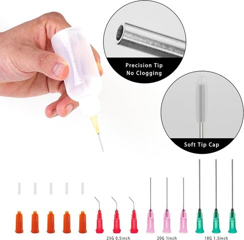 30ml Precision Tip Applicator Bottle, with Blunt Tip Needle and Cap, 18G 20G 25G Needle Tip Squeeze Bottle, Oil Dropper Bottle, Glue Bottles with Fine Tip in Saudi Arabia