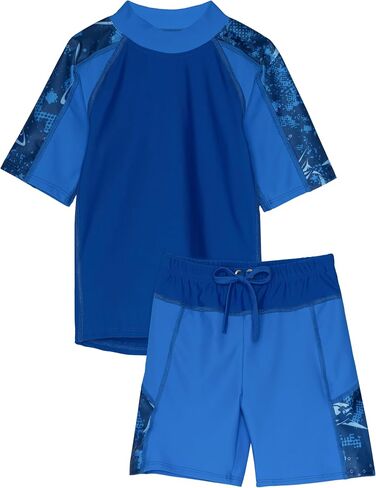 Tuga Boys Two-Piece Short Sleeve Swimsuit Set 2-14 Years, UPF 50+ Swimwear in Saudi Arabia