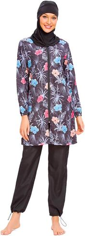 YEESAM Muslim Swimsuits for Women Girls Solid Color Plus Size Full Coverage Swimsuit Islamic Modest Bathing Suits Burkini in Kuwait