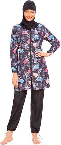 YEESAM Muslim Swimsuits for Women Girls Solid Color Plus Size Full Coverage Swimsuit Islamic Modest Bathing Suits Burkini in Kuwait