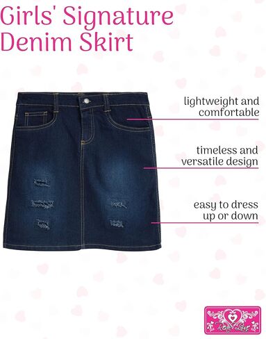 تنورة Real Love للفتيات - تنورة جينز كاجوال من الدنيم المغسول (7-16) in Kuwait