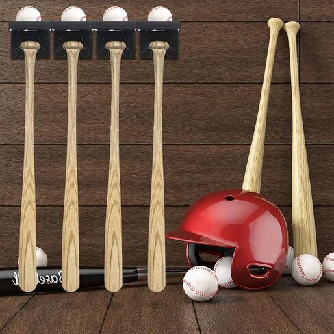 PATIKIL Baseball Bat Holder, Baseball Wall Mount Bat Holder Sports Display Wall Mount Softball Storage Hockey Stick by Wood in Saudi Arabia