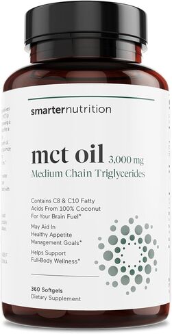 Smarter Nutrition MCT Oil Capsules from Coconuts - Keto Friendly - Fatty Acids C8 and C10 for Weight Goals, Body and Brain Fuel - Gluten-Free, Non-GMO, No Palm Oil (90 Count (Pack of 1)) in Saudi Arabia