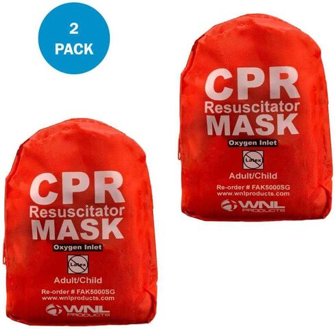 WNL Products CPR Rescue Mask, Adult/Child Pocket Resuscitator, Soft Case Kit with Belt Clip 5 Pack in Saudi Arabia