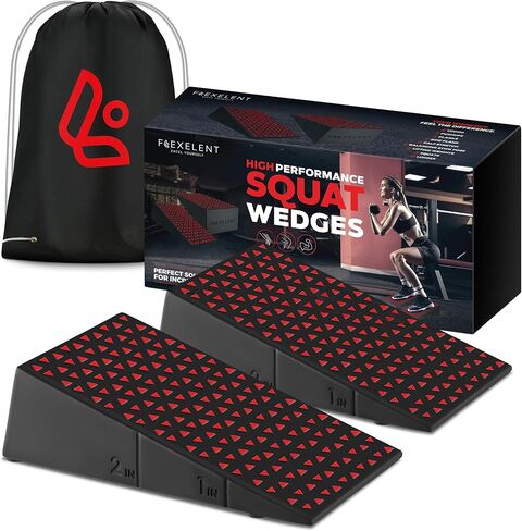 Squat Wedge Block Pair, Calf Stretcher Slant Board for Squats, Calf Raise Block, Anti-Slip Heel Elevated Squat Wedge, ATG Equipment, 17° Incline, 3.5x5.9x12.2, Backpack Included in Saudi Arabia
