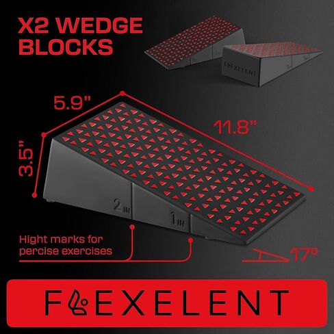 Squat Wedge Block Pair, Calf Stretcher Slant Board for Squats, Calf Raise Block, Anti-Slip Heel Elevated Squat Wedge, ATG Equipment, 17° Incline, 3.5x5.9x12.2, Backpack Included in Saudi Arabia