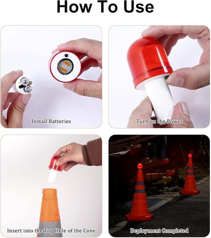 10 عبوات من مصابيح LED للتحذير مخروطية المرور، ضوء تحذير وامض للطوارئ، ضوء وامض مرئي 360 درجة، أضواء حاجز LED لحالات الطوارئ المتعلقة بالسلامة المرورية in Kuwait