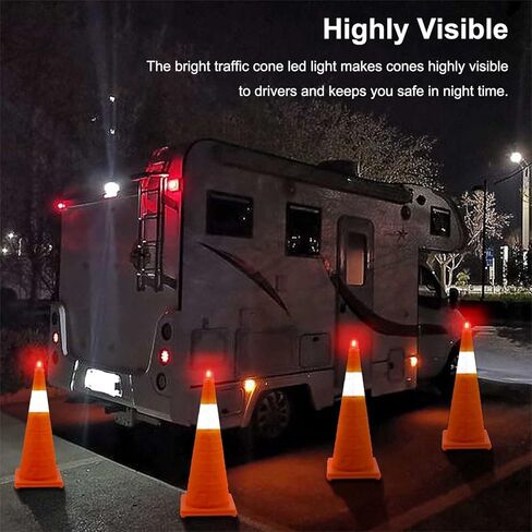 10 عبوات من مصابيح LED للتحذير مخروطية المرور، ضوء تحذير وامض للطوارئ، ضوء وامض مرئي 360 درجة، أضواء حاجز LED لحالات الطوارئ المتعلقة بالسلامة المرورية in Kuwait