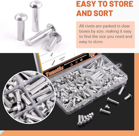 200Pcs M6 Solid Aluminum Brazier Head Rivets, 6mm 10mm 14mm 20mm 25mm Length Solid Aluminum Rivets for Machinery Automobile Industry in Saudi Arabia