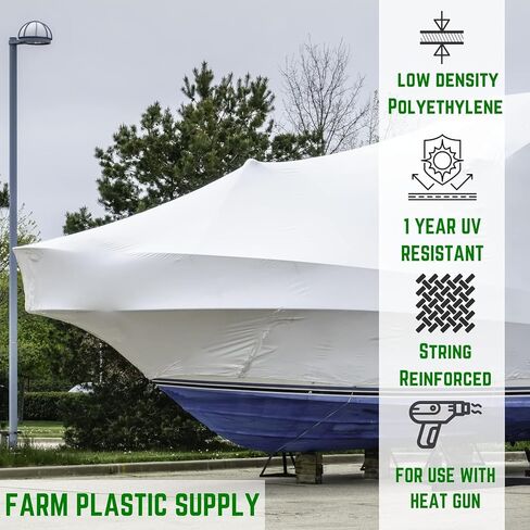 Farm Plastic Supply – String Reinforced Plastic Shrink Wrap - 10 mil (20' x 100') – Boat Shrink Film, Use with Heat Gun, Dura Skrim Industrial Shrink Wrap, Plastic Sheeting for Protection and Storage in Saudi Arabia