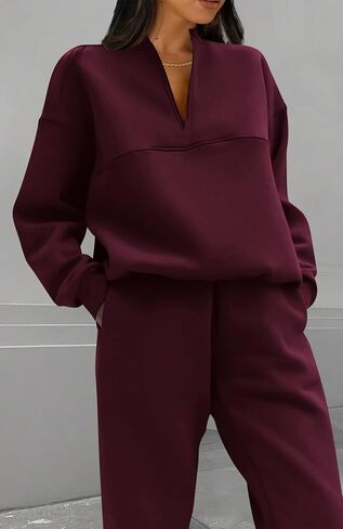 BTFBM Womens 2 Piece Sweatsuit Sets Fall Outfits Tracksuits 2024 Long Sleeve Half Zip Sweatshirt Sweatpants Lounge Set in Saudi Arabia