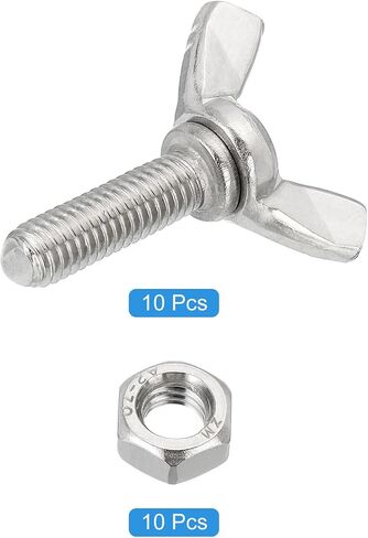 uxcell 6pcs M6-1x20mm Wing Butterfly Screws Bolts with 6pcs Nuts, 304 Stainless Steel Wing Bolt Thumb Hand Screws Butterfly Screws in Kuwait