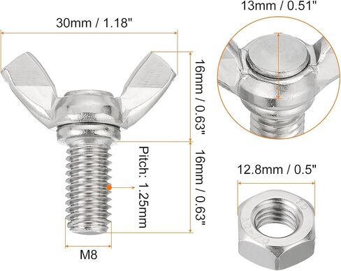 uxcell 6pcs M6-1x20mm Wing Butterfly Screws Bolts with 6pcs Nuts, 304 Stainless Steel Wing Bolt Thumb Hand Screws Butterfly Screws in Kuwait