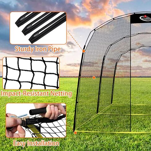 أقفاص ضرب البيسبول المحمولة في الهواء الطلق مع إطار وشبكة لإكسسوارات الفناء الخلفي للمنزل، قفص الضرب المحمول شديد التحمل للجراج، شبكة قفص الضرب للبيسبول للضرب والرمي in Kuwait