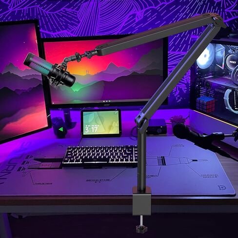YOUSHARES Mic Boom Arm Compatible with Fifine Microphone, Shure SM7B, MV7, Blue Yeti Mic, HyperX QuadCast Mic, Rode Podmic and Most USB Mics, Premium Mic Stand Great for Gaming and Streaming. in Saudi Arabia