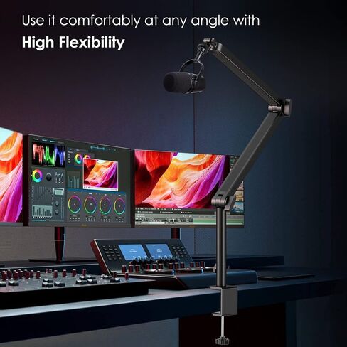 YOUSHARES Mic Boom Arm Compatible with Fifine Microphone, Shure SM7B, MV7, Blue Yeti Mic, HyperX QuadCast Mic, Rode Podmic and Most USB Mics, Premium Mic Stand Great for Gaming and Streaming. in Saudi Arabia