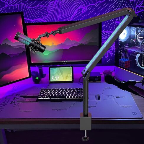 YOUSHARES Mic Boom Arm Compatible with Fifine Microphone, Shure SM7B, MV7, Blue Yeti Mic, HyperX QuadCast Mic, Rode Podmic and Most USB Mics, Premium Mic Stand Great for Gaming and Streaming. in Saudi Arabia