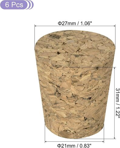 MECCANIXITY الفلين المدبب، 25x20x31mm سدادات الفلين الناعمة الخشبية المقاومة للتسرب لزجاجات النبيذ والبيرة والحرف اليدوية الفلين استبدال لوازم المختبرات، لون الخشب الداكن، حزمة من 6 in Saudi Arabia
