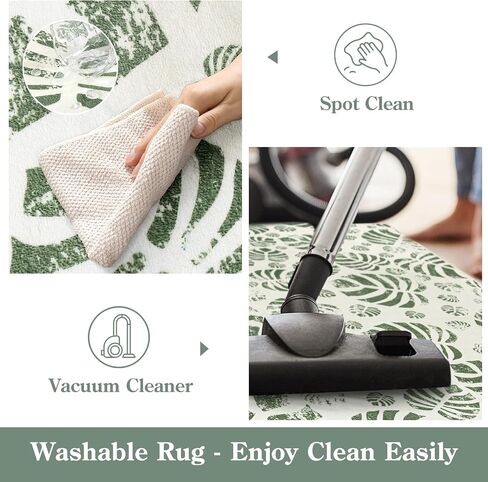 Lahome Botanical Boho Runner Rug, Soft Green Kitchen Runner Rugs Non Skid, Washable Leaf Carpet Runner for Hallway 8ft, Non Shedding Modern Rug for Entryway Porch (2'5''x8', Green) in Saudi Arabia