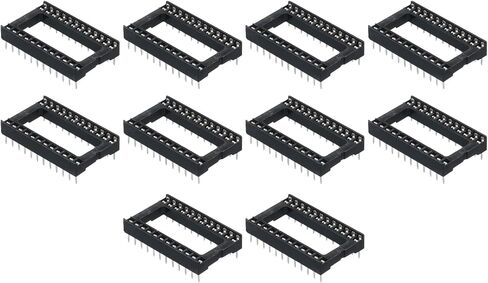 MECCANIXITY 40pcs DIP IC Chip Socket Adapter Flat Pin 14P 2.54mm Pitch IC Socket for PCB Board Chip, 7.4mm Black in Saudi Arabia