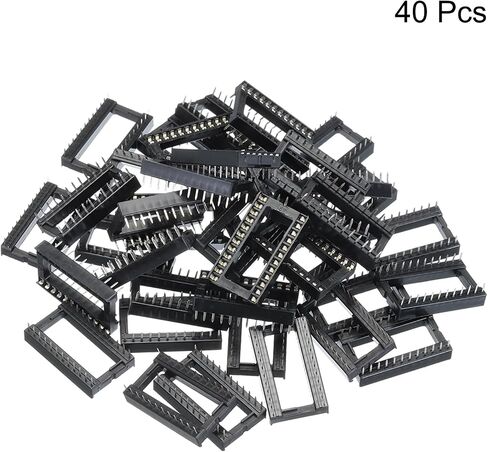 MECCANIXITY 40pcs DIP IC Chip Socket Adapter Flat Pin 14P 2.54mm Pitch IC Socket for PCB Board Chip, 7.4mm Black in Saudi Arabia
