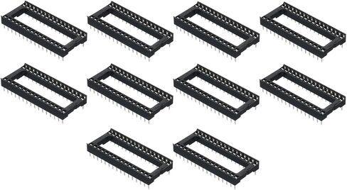 MECCANIXITY 40pcs DIP IC Chip Socket Adapter Flat Pin 14P 2.54mm Pitch IC Socket for PCB Board Chip, 7.4mm Black in Saudi Arabia