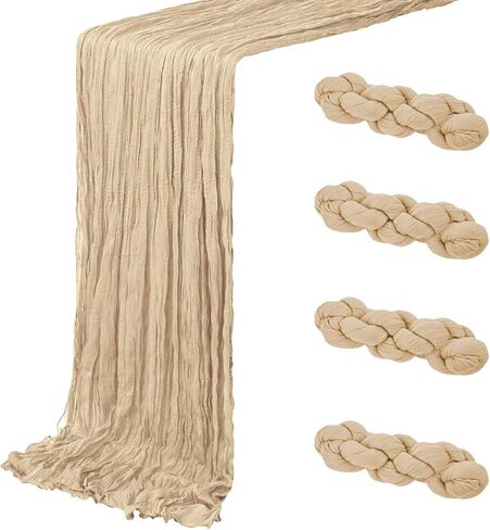 4 Pack Sage Green Cheesecloth Table Runner 20 x 120 inch Gauze Table Runners 10 FT Long,Semi Sheer Boho Cheese Cloth Fabric Table Runner Bulk for Wedding,Party,Baby Shower,Bridal Shower Decoration in Saudi Arabia