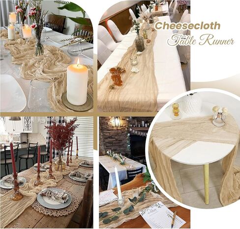 4 Pack Sage Green Cheesecloth Table Runner 20 x 120 inch Gauze Table Runners 10 FT Long,Semi Sheer Boho Cheese Cloth Fabric Table Runner Bulk for Wedding,Party,Baby Shower,Bridal Shower Decoration in Saudi Arabia