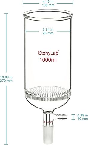 stonylab Glass Buchner Filtering Funnel, Borosilicate Glass Plate Filter Funnel with 9 mm Hose Connection and 24/40 Standard Joint for Filter Test, 1000 ml in Saudi Arabia