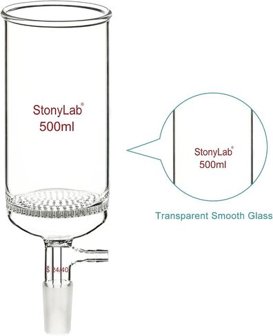 stonylab Glass Buchner Filtering Funnel, Borosilicate Glass Plate Filter Funnel with 9 mm Hose Connection and 24/40 Standard Joint for Filter Test, 1000 ml in Saudi Arabia