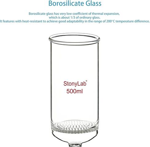 stonylab Glass Buchner Filtering Funnel, Borosilicate Glass Plate Filter Funnel with 9 mm Hose Connection and 24/40 Standard Joint for Filter Test, 1000 ml in Saudi Arabia