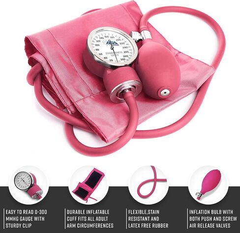 ASA TECHMED Manual Blood Pressure Monitor - Aneroid Sphygmomanometer Blood Pressure Cuff arm for Nurses Universal (Light Grey) Standard in Kuwait