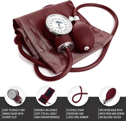 ASA TECHMED Manual Blood Pressure Monitor - Aneroid Sphygmomanometer Blood Pressure Cuff arm for Nurses Universal (Light Grey) Standard in Kuwait