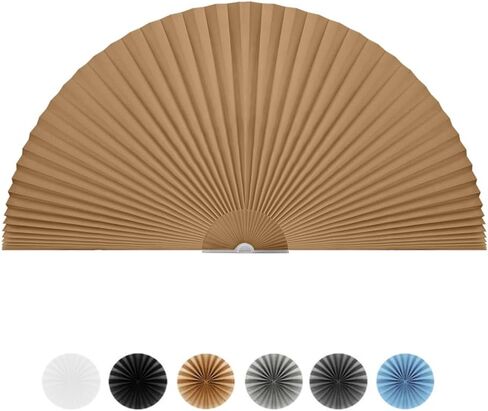 Arch Window Shade Half Circle Arched Non-Woven Stick on Cut to Size self Adhesive Light Filtering Half Moon Round Window Covering Pleated Blinds for Front Door (1, Black, 24 x 12 Inches) in Saudi Arabia