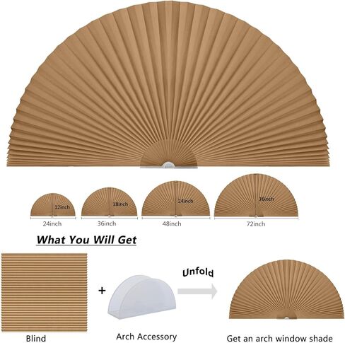 Arch Window Shade Half Circle Arched Non-Woven Stick on Cut to Size self Adhesive Light Filtering Half Moon Round Window Covering Pleated Blinds for Front Door (1, Black, 24 x 12 Inches) in Saudi Arabia