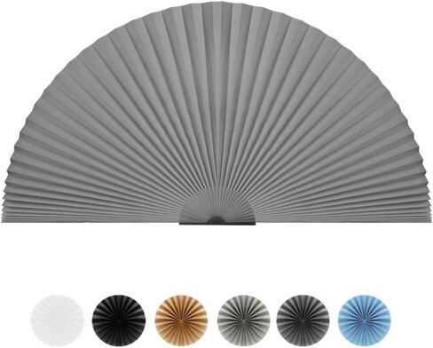 Arch Window Shade Half Circle Arched Non-Woven Stick on Cut to Size self Adhesive Light Filtering Half Moon Round Window Covering Pleated Blinds for Front Door (1, Black, 24 x 12 Inches) in Saudi Arabia