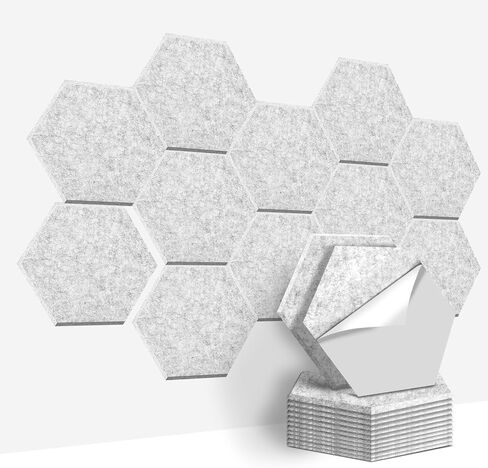 Art3d 12 Pcs Hexagon Acoustic Panels, High Density Sound Absorbing Panels, Soundproof Wall Panels For Home, Sound Insulation Beveled Edge Tiles, Black-Triangle in Saudi Arabia