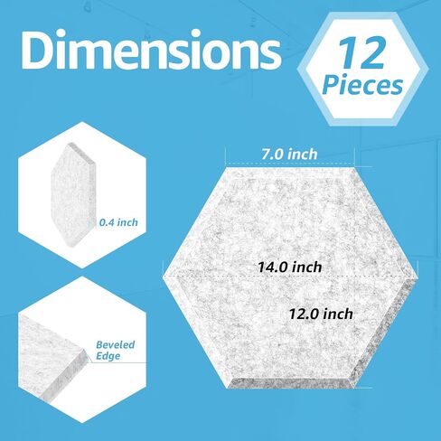 Art3d 12 Pcs Hexagon Acoustic Panels, High Density Sound Absorbing Panels, Soundproof Wall Panels For Home, Sound Insulation Beveled Edge Tiles, Black-Triangle in Saudi Arabia