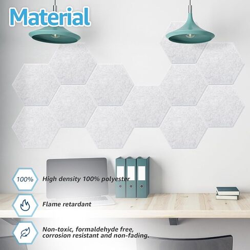 Art3d 12 Pcs Hexagon Acoustic Panels, High Density Sound Absorbing Panels, Soundproof Wall Panels For Home, Sound Insulation Beveled Edge Tiles, Black-Triangle in Saudi Arabia