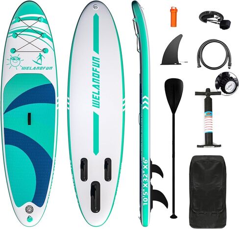 Inflatable Stand Up Paddle Board 6 inchs Thick Inflatable SUP with Premium SUP Accessories Carry Bag, Surf Control, Non-Slip Deck, Leash, Paddle and Pump in Kuwait