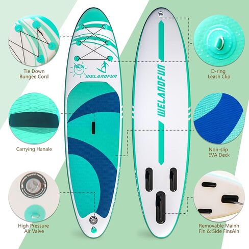 Inflatable Stand Up Paddle Board 6 inchs Thick Inflatable SUP with Premium SUP Accessories Carry Bag, Surf Control, Non-Slip Deck, Leash, Paddle and Pump in Kuwait