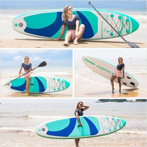 Inflatable Stand Up Paddle Board 6 inchs Thick Inflatable SUP with Premium SUP Accessories Carry Bag, Surf Control, Non-Slip Deck, Leash, Paddle and Pump in Kuwait