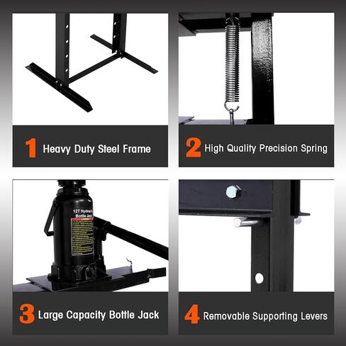 12 Ton Hydraulic Press, Hydraulic Shop Press, Hydraulic H-Frame Garage Floor Adjustable Shop Press With Plates black in Saudi Arabia
