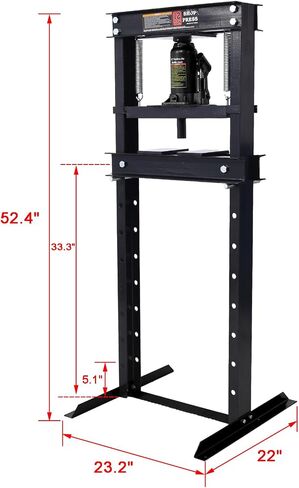 12 Ton Hydraulic Press, Hydraulic Shop Press, Hydraulic H-Frame Garage Floor Adjustable Shop Press With Plates black in Saudi Arabia