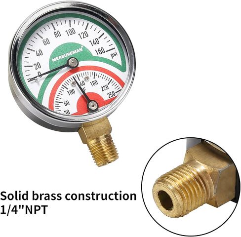 MEASUREMAN Tridicator, Thermo-Manometer, 2-1/2", Silicone Oil Filled, 0-160psi/30-250 deg F, Stainless Steel Case, 1/4"NPT Lower Mount Pressure Gauge in Saudi Arabia