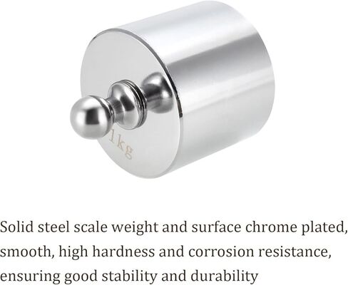 Scale Calibration Weight - [1kg x M2 Precision] Chrome Plated Steel Gram Weight for Digital Jewelry Scale Science Lab Balance, Silver Tone in Kuwait
